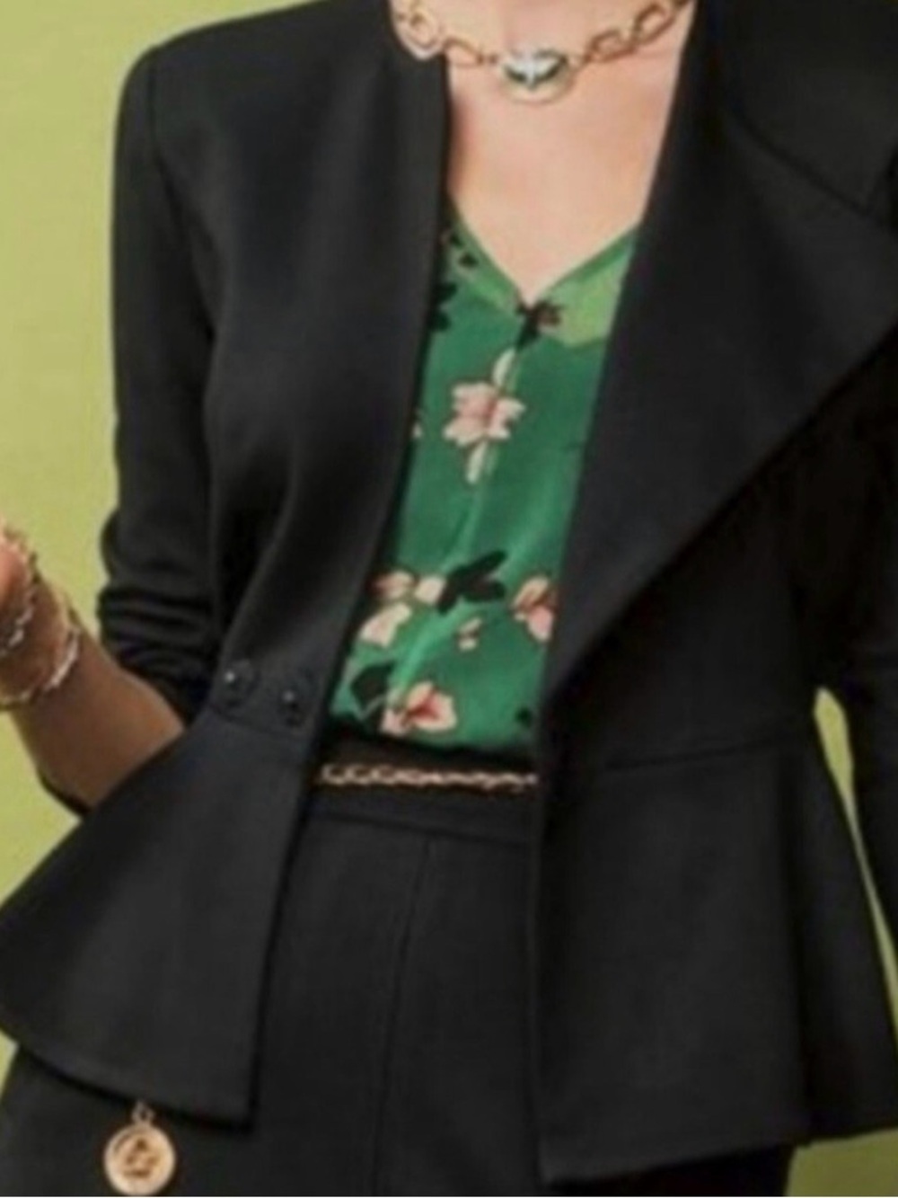 Cabi Regency Jacket Black Peplum Blazer Asymmetrical Crossover Style 3549 Size 6